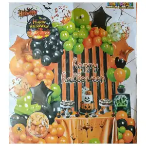 Set temático "Halloween " Naranja-Verde-Negro miniatura 1